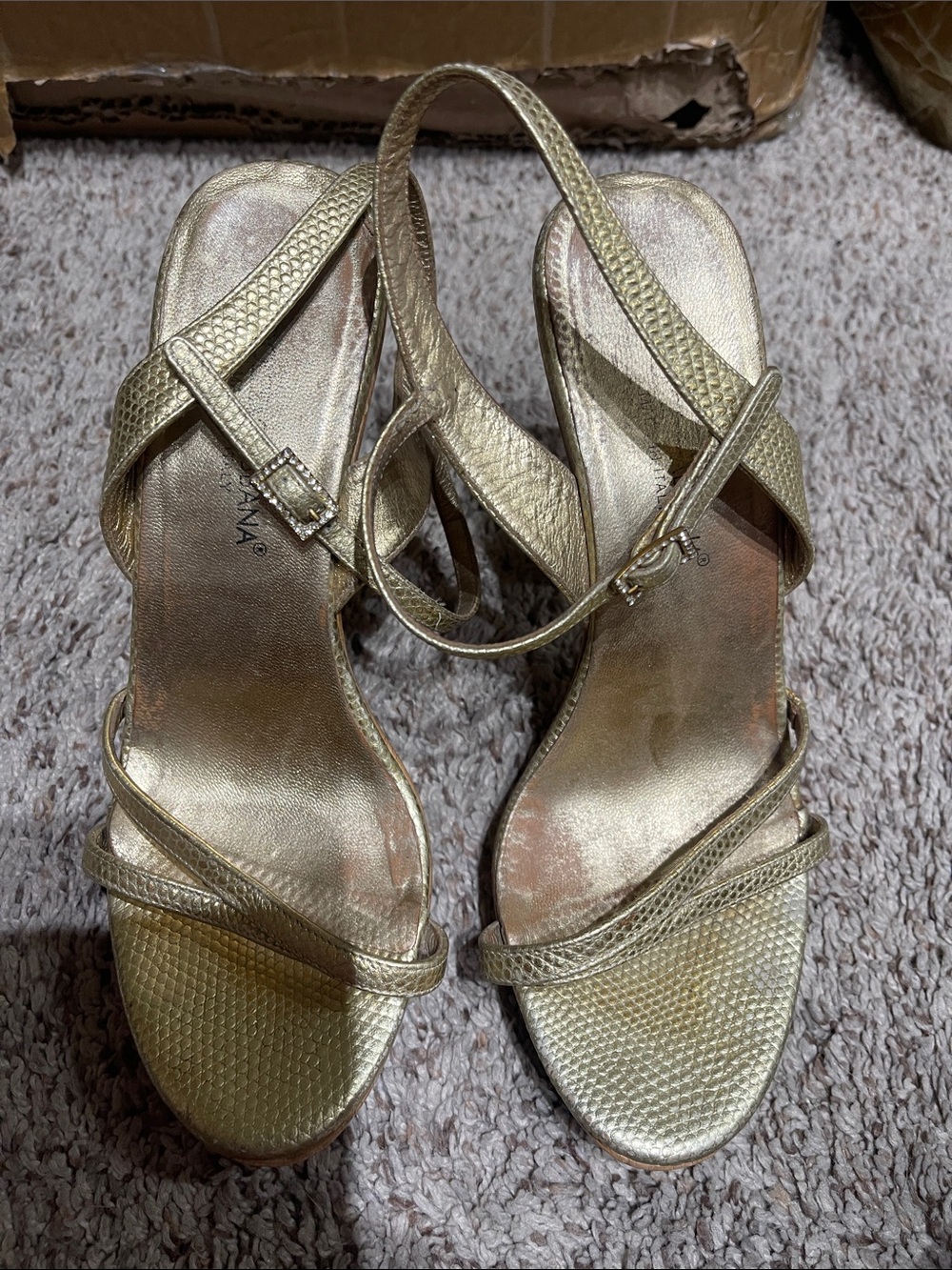 Dolce & Gabbana Metallic Gold Strappy Slingback Heels